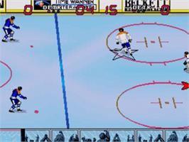 In game image of Wayne Gretzky And The Nhlpa All-stars on the Sega Nomad.