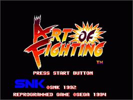 Title screen of Art of Fighting / Ryuuko no Ken on the Sega Nomad.