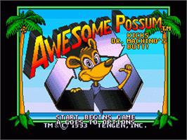 Title screen of Awesome Possum Kicks Dr. Machino's Butt! on the Sega Nomad.