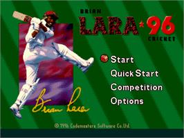 Title screen of Brian Lara Cricket 96 on the Sega Nomad.