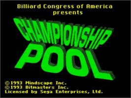 Title screen of Championship Pool on the Sega Nomad.