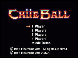Title screen of Crüe Ball on the Sega Nomad.