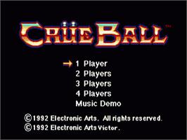 Title screen of Crüe Ball on the Sega Nomad.