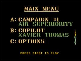 Title screen of Desert Strike - Return To The Gulf on the Sega Nomad.