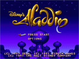 Title screen of Disney's Aladdin on the Sega Nomad.