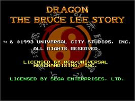 Title screen of Dragon - The Bruce Lee Story on the Sega Nomad.
