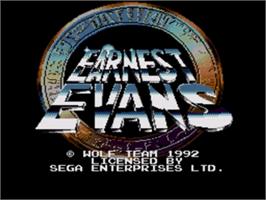 Title screen of Earnest Evans on the Sega Nomad.