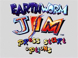 Title screen of Earthworm Jim on the Sega Nomad.