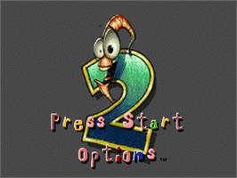 Title screen of Earthworm Jim 2 on the Sega Nomad.