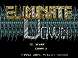 Title screen of Eliminate Down on the Sega Nomad.