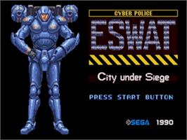 Title screen of Eswat - City Under Siege on the Sega Nomad.