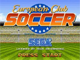 Title screen of European Club Soccer on the Sega Nomad.