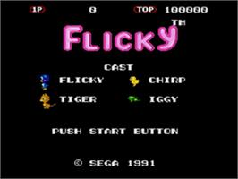 Title screen of Flicky on the Sega Nomad.