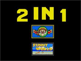 Title screen of Funny World And Balloon Boy on the Sega Nomad.