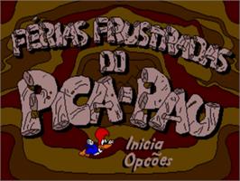 Title screen of Férias Frustradas do Pica-Pau on the Sega Nomad.