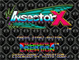 Title screen of Insector-X on the Sega Nomad.