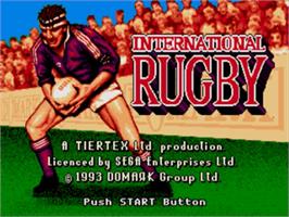Title screen of International Rugby on the Sega Nomad.