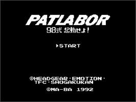 Title screen of Kidou Keisatsu Patlabor - 98-shiki Kidou Seyo! on the Sega Nomad.