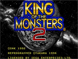 Title screen of King Of The Monsters 2 on the Sega Nomad.