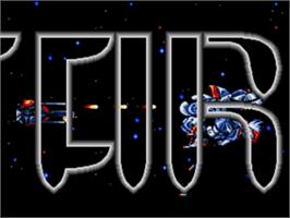 Title screen of Lightning Force: Quest for the Darkstar on the Sega Nomad.