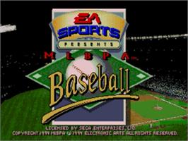 Title screen of MLBPA Baseball on the Sega Nomad.