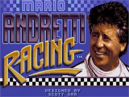 Title screen of Mario Andretti Racing on the Sega Nomad.