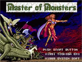 Title screen of Master Of Monsters on the Sega Nomad.