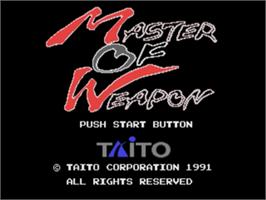 Title screen of Master Of Weapon on the Sega Nomad.