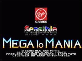Title screen of Mega Lo Mania on the Sega Nomad.