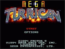Title screen of Mega Turrican on the Sega Nomad.