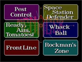 Title screen of Menacer 6-Game Cartridge on the Sega Nomad.