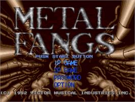 Title screen of Metal Fangs on the Sega Nomad.