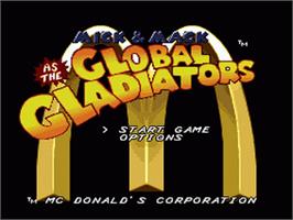 Title screen of Mick And Mack As The Global Gladiators on the Sega Nomad.