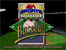 Title screen of Mlbpa Baseball on the Sega Nomad.