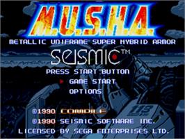 Title screen of Musha Aleste - Full Metal Fighter Ellinor on the Sega Nomad.
