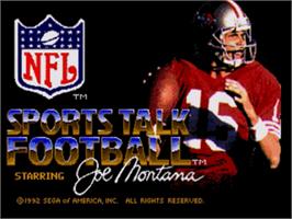 Title screen of NFL Sports Talk Football '93 Starring Joe Montana on the Sega Nomad.