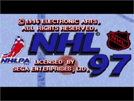 Title screen of NHL 97 on the Sega Nomad.