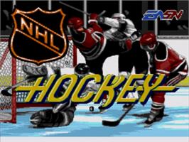 Title screen of NHL Hockey on the Sega Nomad.