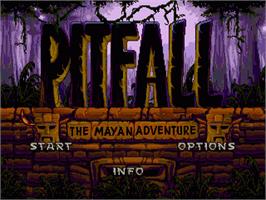 Title screen of Pitfall: The Mayan Adventure on the Sega Nomad.