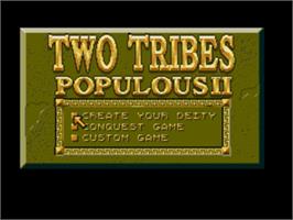 Title screen of Populous 2 - Two Tribes on the Sega Nomad.