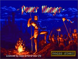 Title screen of Power Monger on the Sega Nomad.