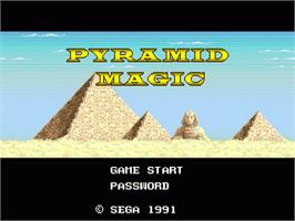 Title screen of Pyramid Magic on the Sega Nomad.
