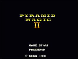 Title screen of Pyramid Magic 2 on the Sega Nomad.