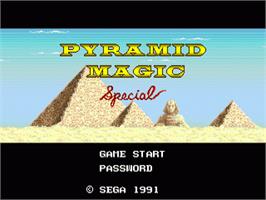 Title screen of Pyramid Magic Special on the Sega Nomad.