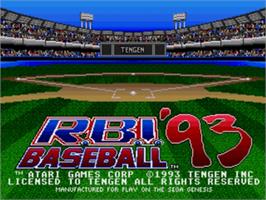 Title screen of R.B.I. Baseball '93 on the Sega Nomad.