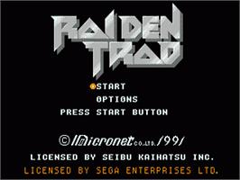 Title screen of Raiden Trad on the Sega Nomad.