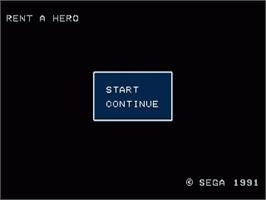 Title screen of Rent A Hero on the Sega Nomad.
