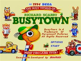 Title screen of Richard Scarry's Busytown on the Sega Nomad.