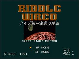 Title screen of Riddle Wired - Quiz Dokusen Kigy No Hkai on the Sega Nomad.