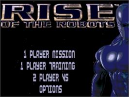 Title screen of Rise Of The Robots on the Sega Nomad.
